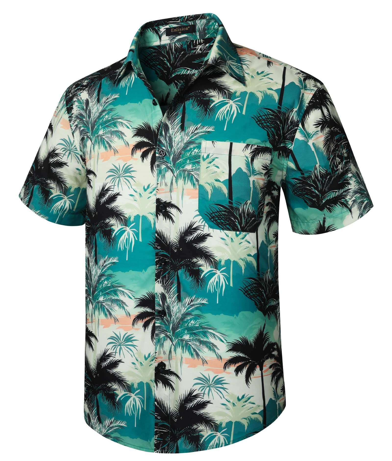 Enlision Men's Hawaiian Shirt Short Sleeve Casual Summer Beach Aloha Shirt Floral Button Down Tropical Hawaii Shirts