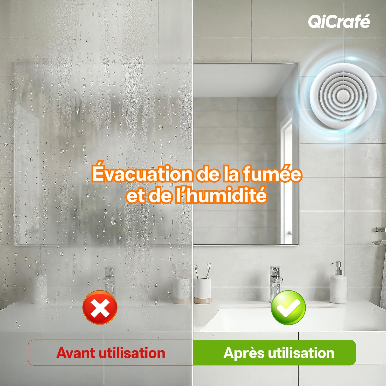Extracteur d‘Air Silencieux 24dB, Ventilateur Salle de Bain 100mm, Double Roulement à Billes, IPX4 Étanche, Prise EU, Débit 100m³/h, Ventilation Efficace pour Cuisine, WC, Cave et Buanderie
