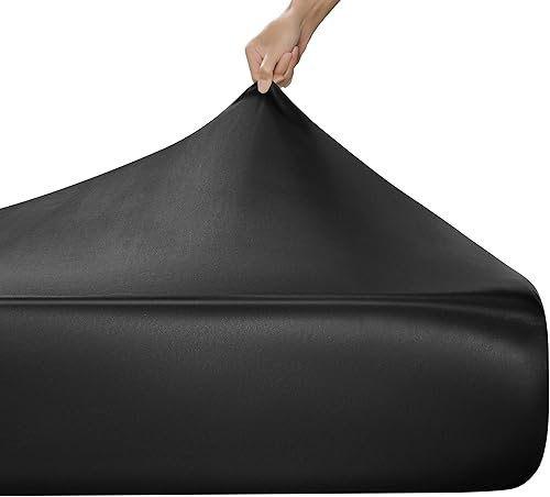Miniatura 7 de MILVOWOC Sábana bajera ajustable de satén individual, sábana bajera negra con parte inferior suave, sábanas bajeras  1 pieza