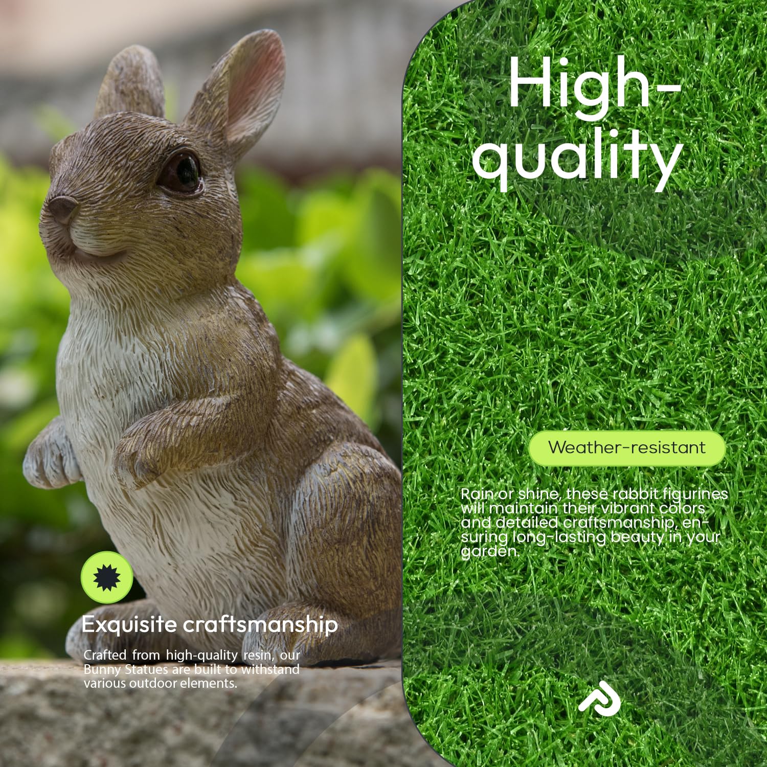 Prefdo Bunny Decor Yard Decorations Outdoor, Set of 3 Resin Garden Statues Rabbit Figurines Yard animals statue, Bunny Statue for Home Garden Decor Easter Decorations - Image 3