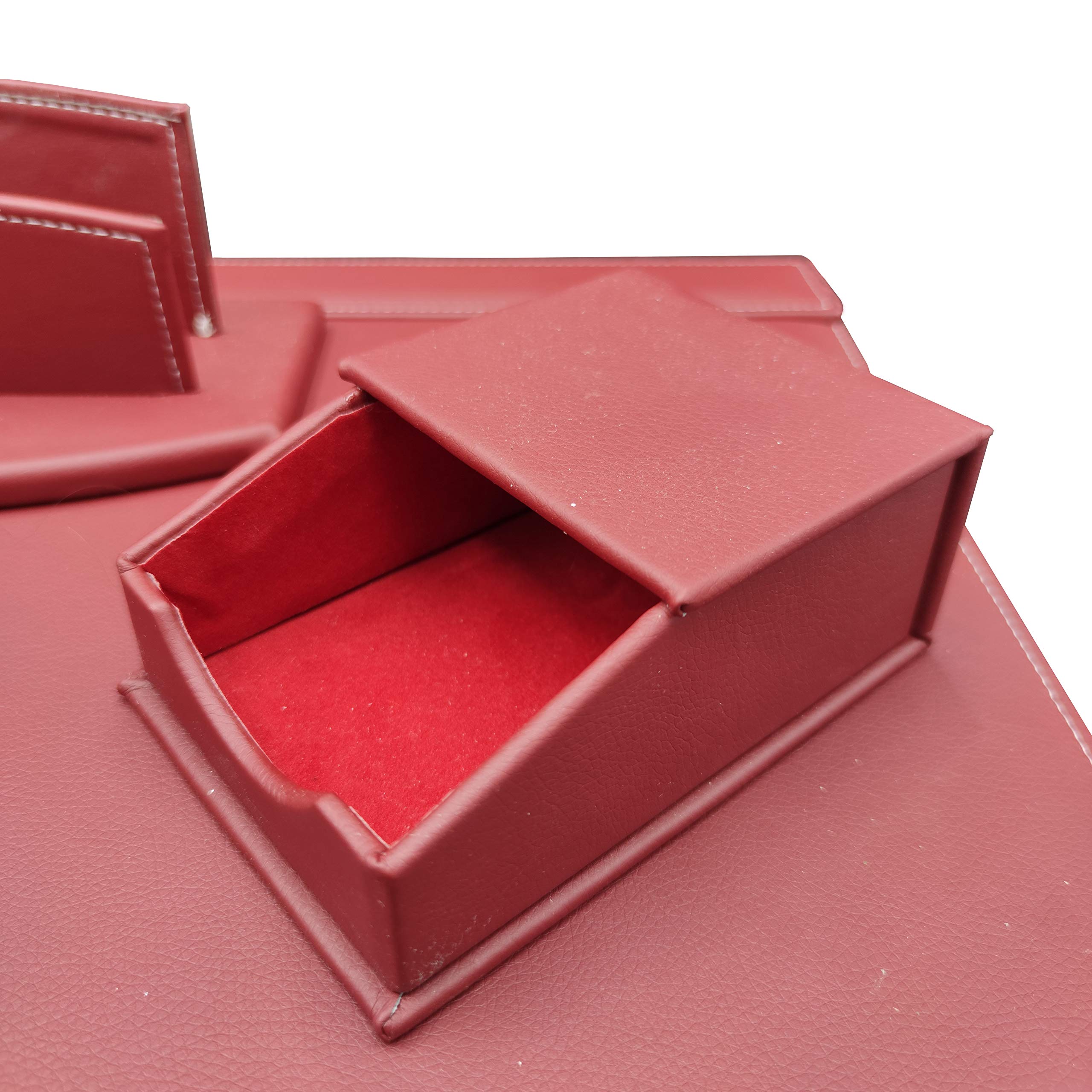 Set Scrivania In Ecopelle Oggettando - Con Scrittoio Apribile, Portalettere E Portapenne, Marrone - Foto 13