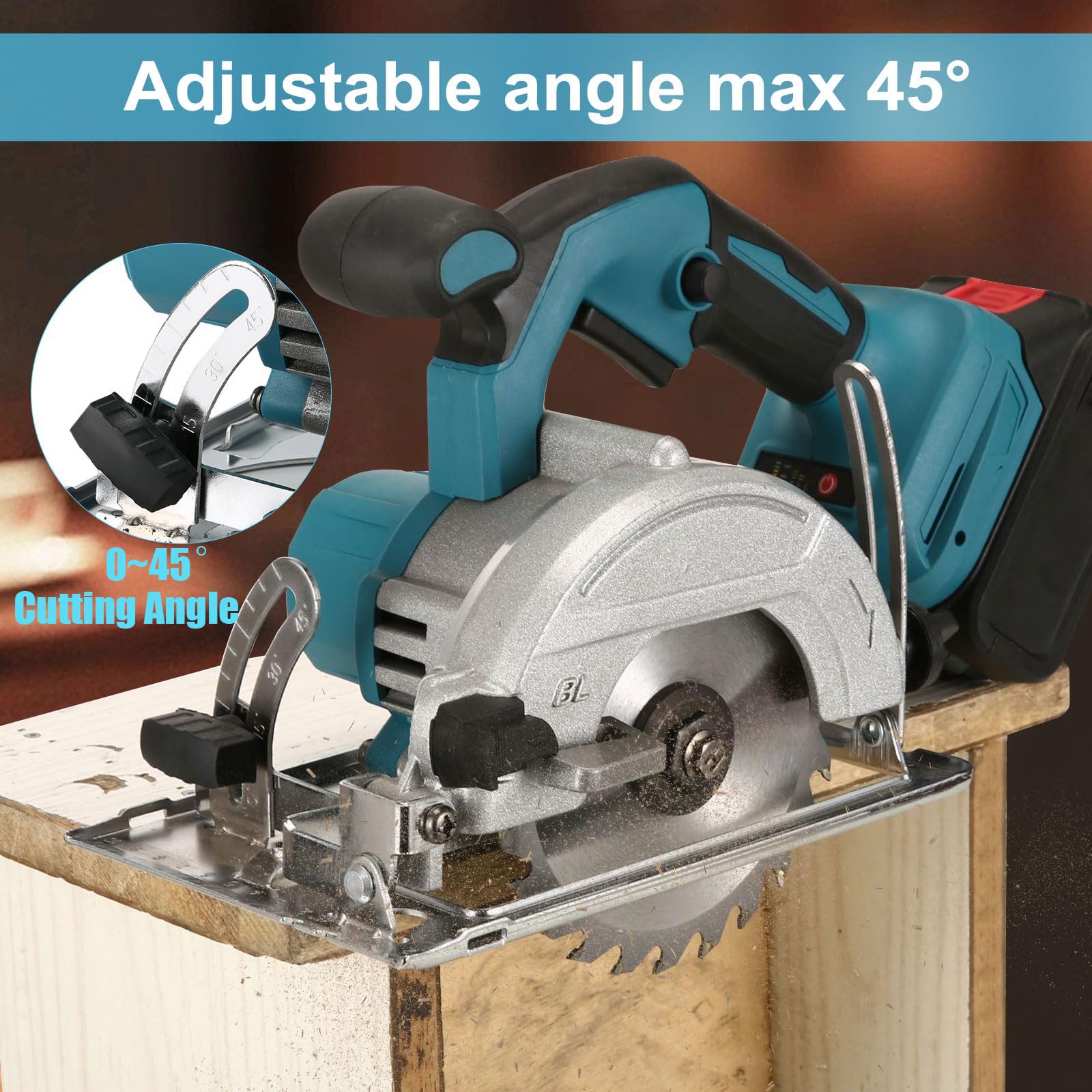 Sierra Circular Inalámbrica Compatible con Makita 18V Batería | con 3 Hojas de Sierra, Motor Sin Escobillas, Bisel de 0-45°, Profundidad 40mm, Cortar Madera Metal Blando