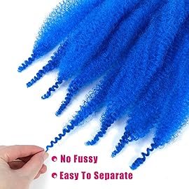 Afro Twist Hair 18 Inch 3 Packs, Springy Afro Twist Hair Pre Fluffed Spring Twist Hair Pre Separated Wrapping Hair for Soft Locs Hair Extensions (18 Inch (Pack of 3), Blue)