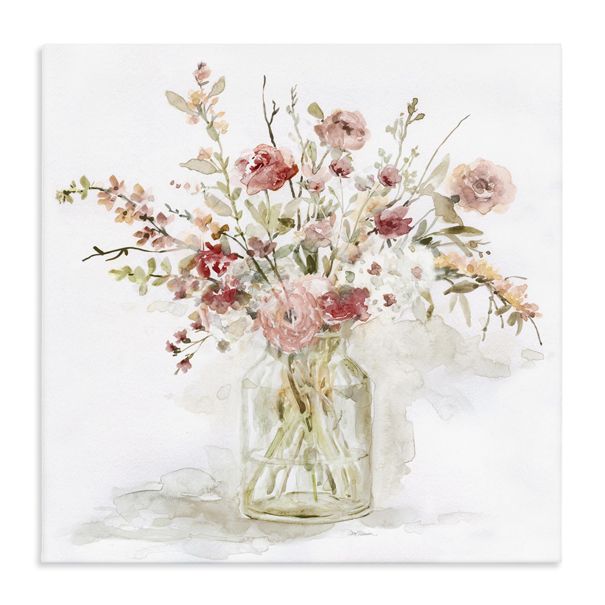 Stupell Industries Watercolor Spring Flowers Vase 'Springtime Blooms In Glass Vase'| Canvas Art