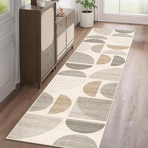 Miniatura 23 de MUJOO Alfombra Bohemia Lavable, Alfombras de Área de 4x6.5 pies para Dormitorio Sala de Estar Mesita de Noche Oficina, Alfombra de Piso Orage y