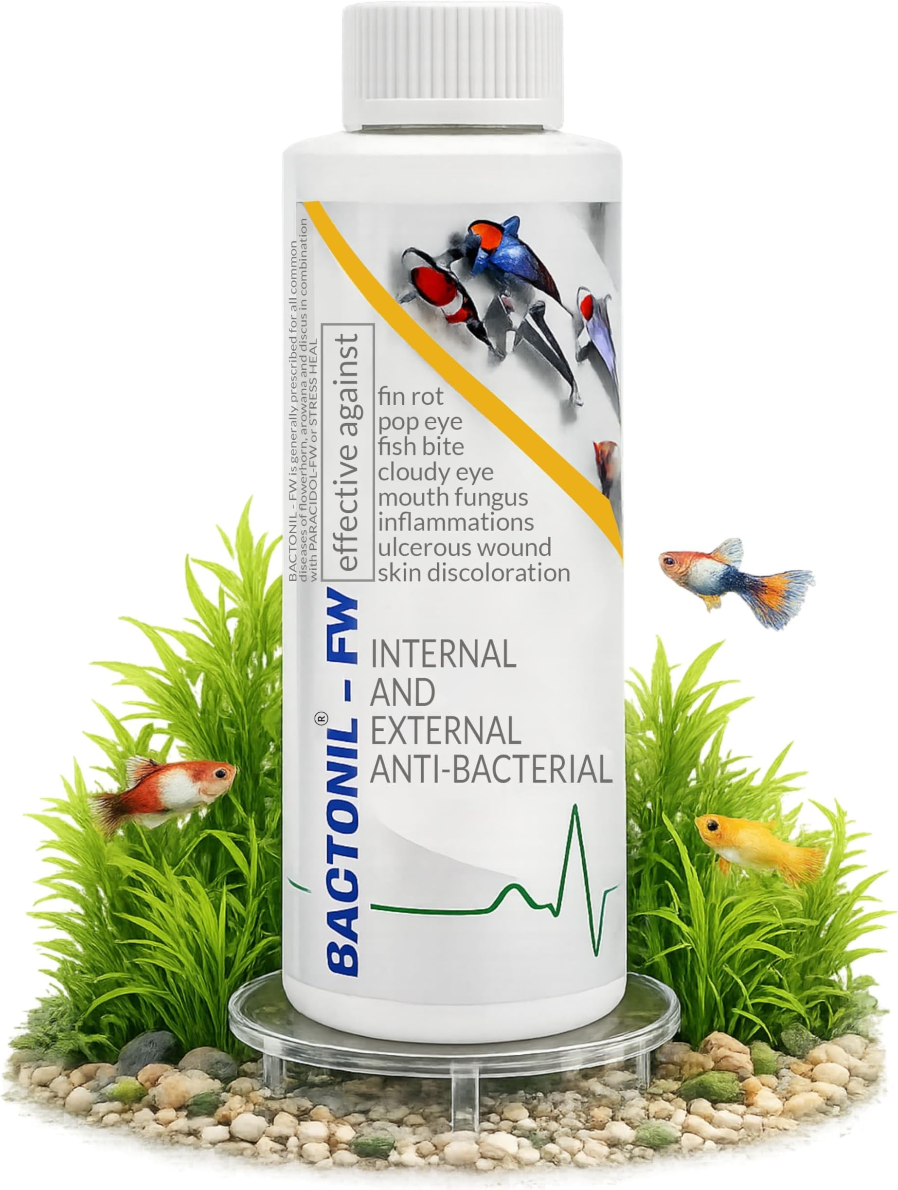 Aquatic Remedies Bactonil -FW - 60ml | Anti Bacterial Effective Fish Skin Treatment Suitable for Freshwater | Aquarium Medicine with Free Key Ring