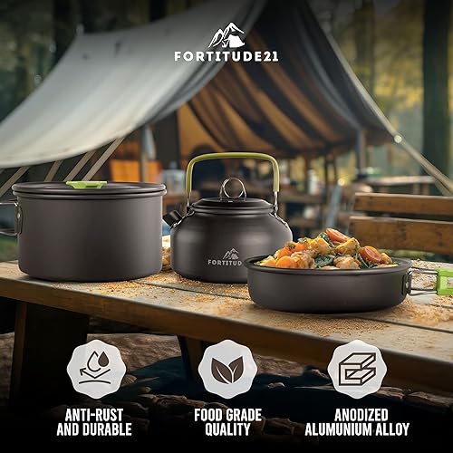 Miniatura 7 de Juego de utensilios de cocina para camping, 19 piezas, ligero, para mochilero, con ollas, sartenes, utensilios, kit compacto de cocina al aire libre