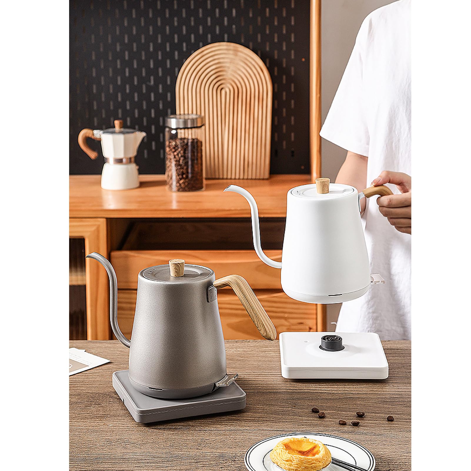 Hervidor eléctrico de 0,8 l, 1000 W, ebullición rápida, mini, portátil, de bajo consumo, con apagado automático y protección contra ebullición en seco, gris, M