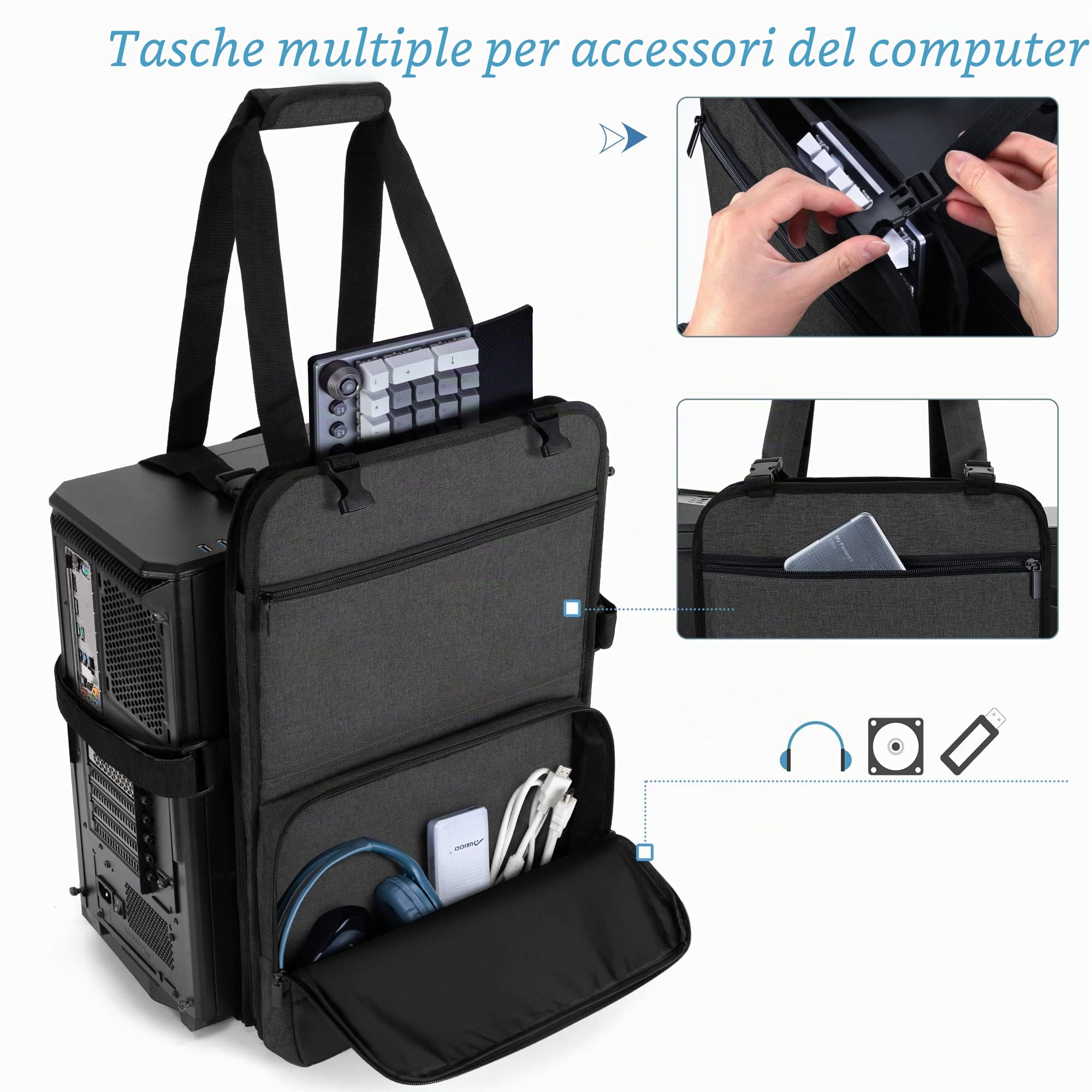 Trunab Custodia Computer Fisso Borsa Porta Desktop, Nero