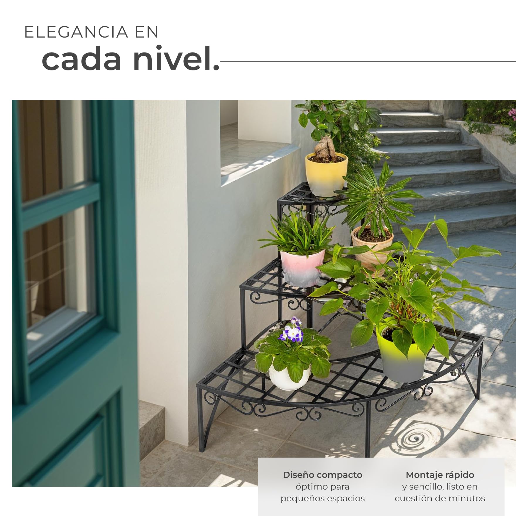 tectake® Estantes para Plantas Decorativos Escalera Interior y Exterior, Soporte para Macetas, Estanteria Exterior Estable, Perfecto para Decorar el Jardin con tus Plantas. - 60 x 60 x 60 cm