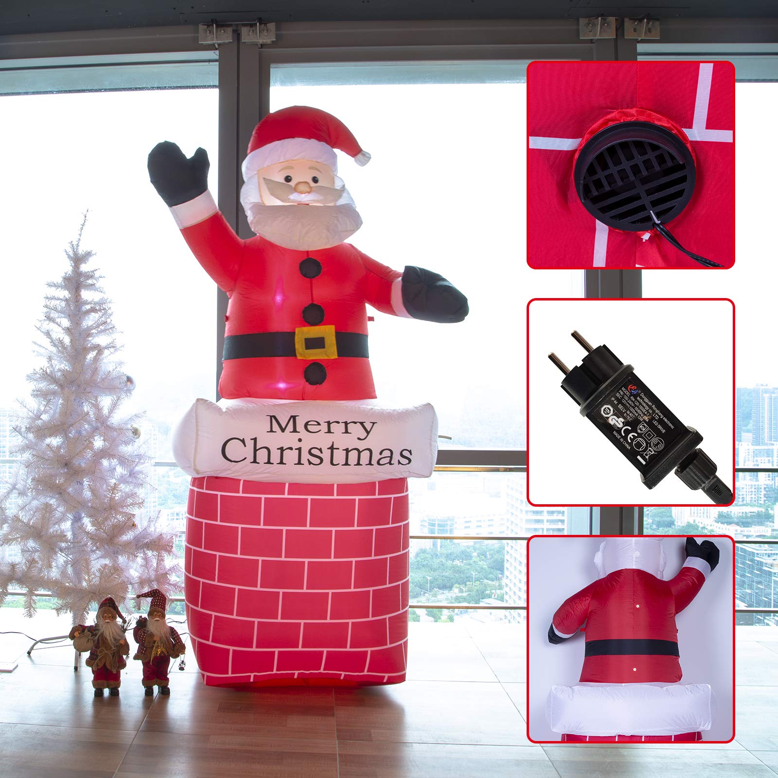 Aufblasbarer Weihnachtsmann 210cm mit Beleuchtung aussen und Innen Weihnachtsfiguren Weihnachtsdeko