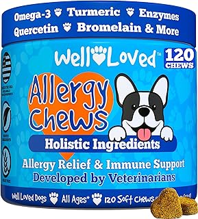 Dog Allergy Chews - Dog Allergy Relief, Made in USA, Vet Developed, Hot Spot Treatment for Dogs, Dog Itch Relief, Anti Itch for Dogs, Dog Vitamins, Dog Skin Allergies Treatment, 120 Count