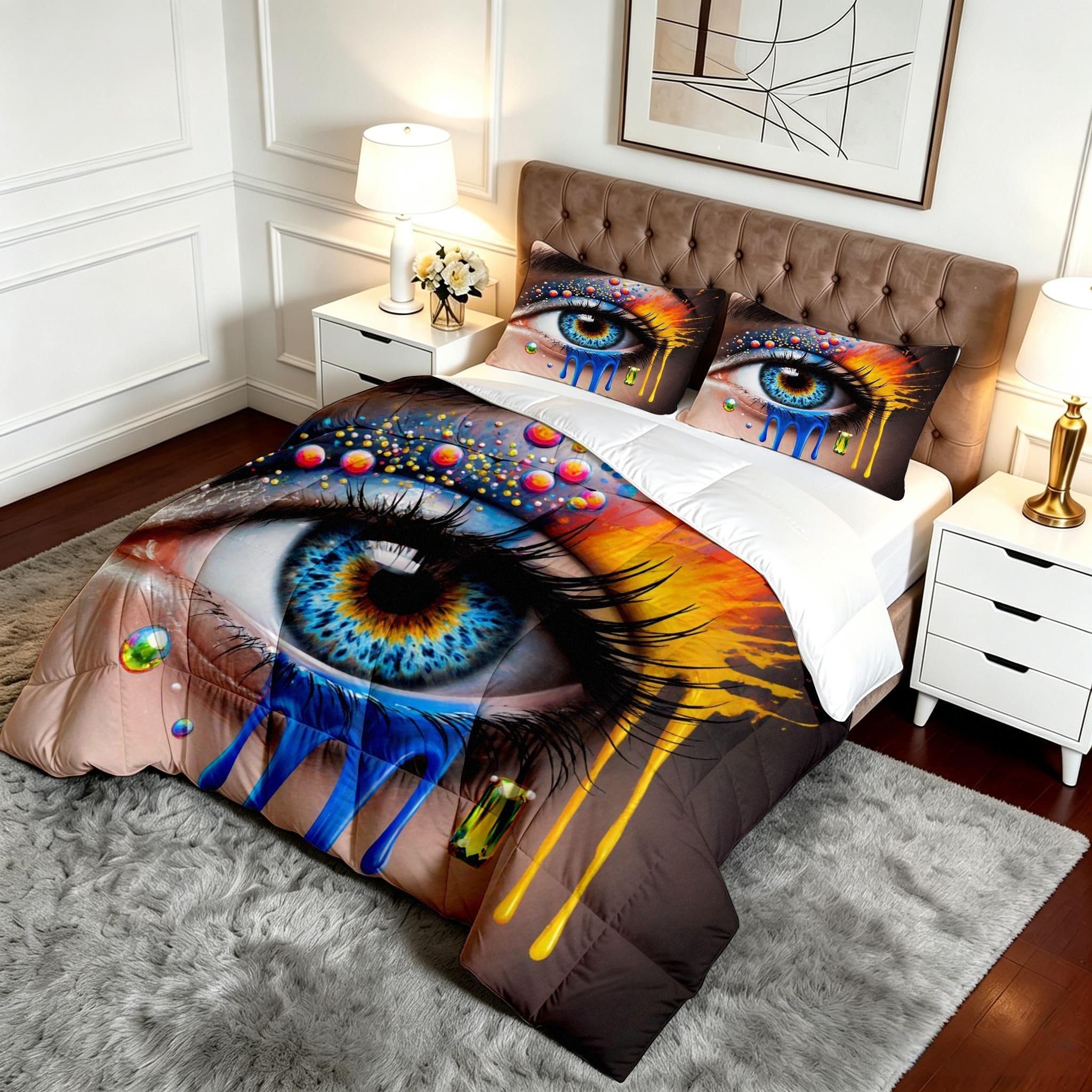 Edredón Sin Funda 150x200 Ojo Colorido Microfibra Set 3 Piezas-A140