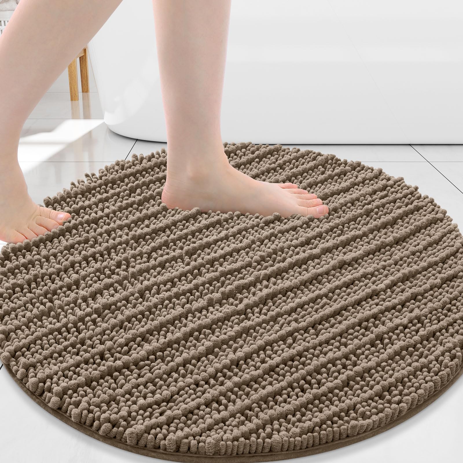 Arotive Round Bathroom Rugs 24x24, Soft Absorbent Chenille Shaggy Bath Mat