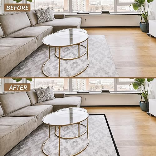 Miniatura 5 de Tira de bordes para alfombras y pisos, umbrales para puertas, tira de transición de suelo autoadhesiva con una altura inferior a 0.197 in (negro, 10