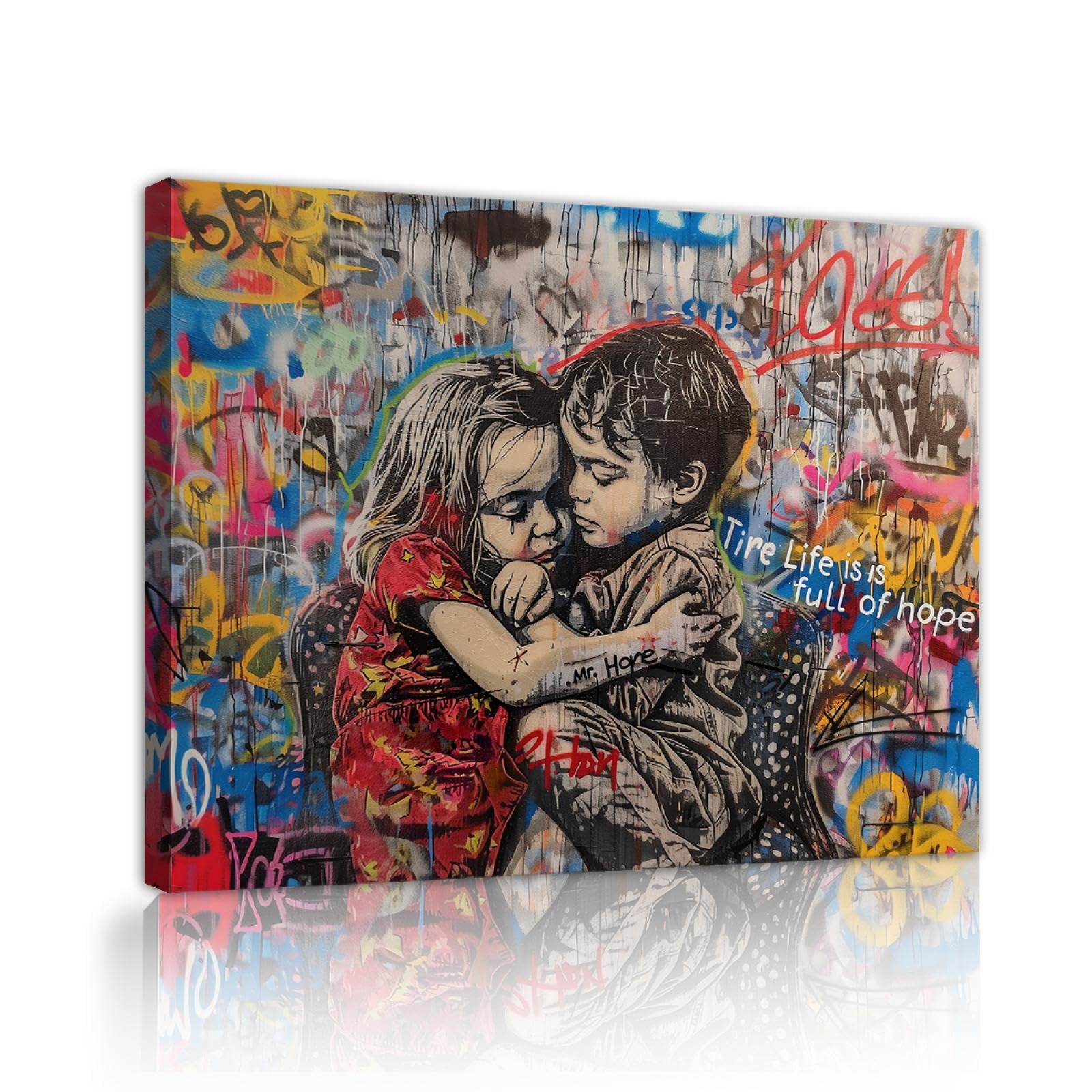 UIRINGART Citation inspirante toile art mural garçons et filles impression sur toile Wall Decor Street Graffiti affiche œuvre pour salle de classe 75x105cm Cadre intérieur