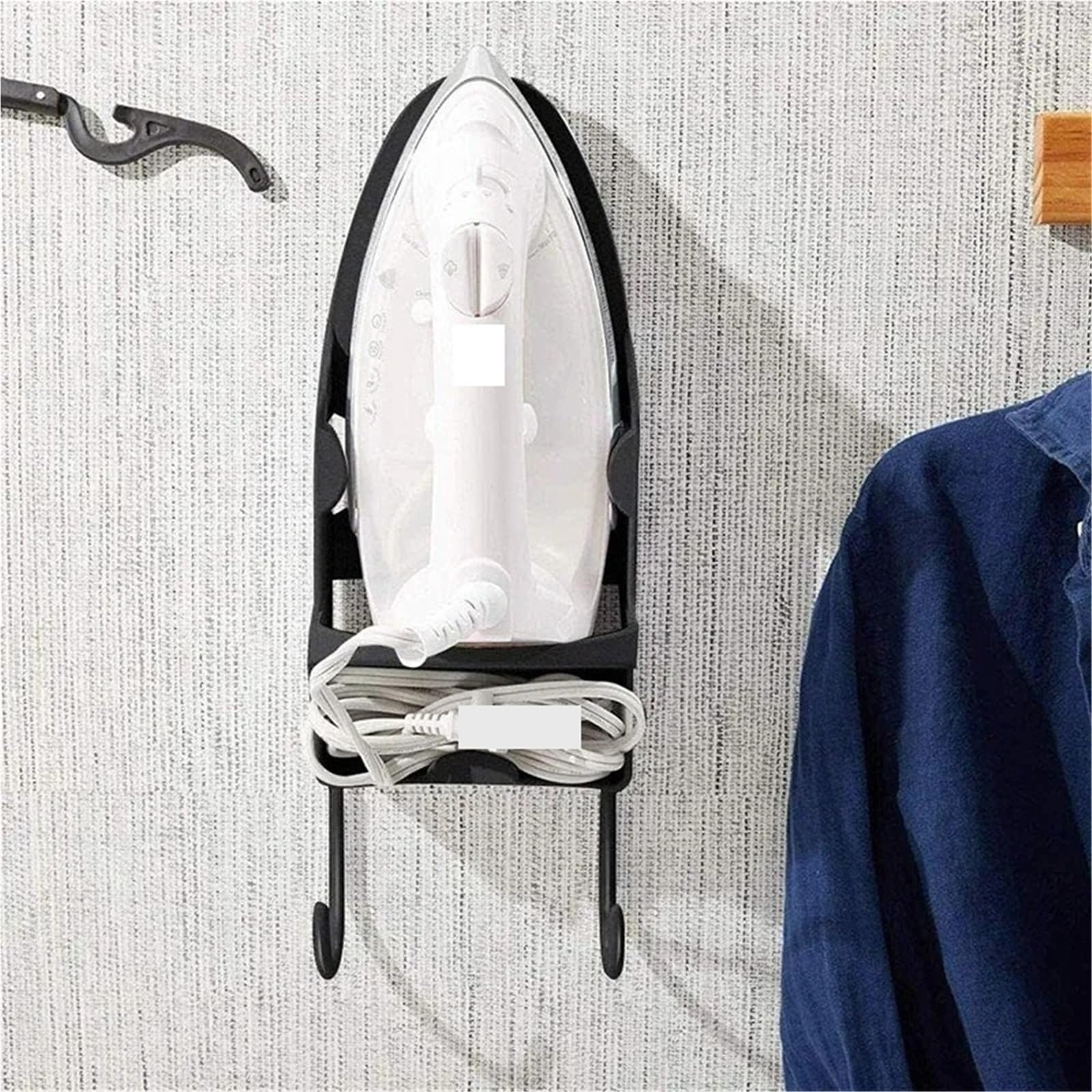 Supporto for ASSE da Stiro Parete for Porta, portaoggetti for Hotel, Ferro, Porta-asciugacapelli per Lavanderia | Black