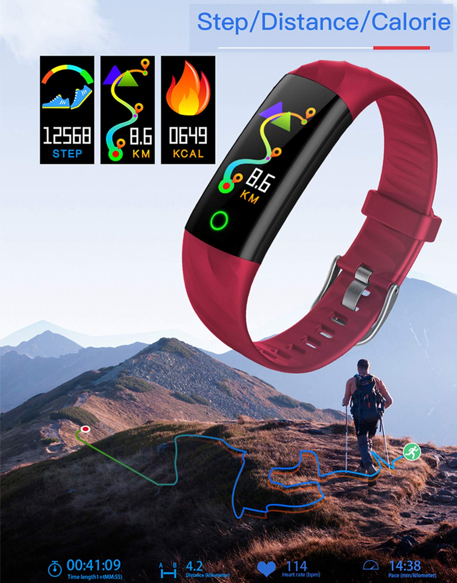 KANBUN Inteligentny zegarek męski puls ciśnienie krwi monitorowanie temperatury ciała IP68 wodoodporna bransoletka damski smartwatch (E)