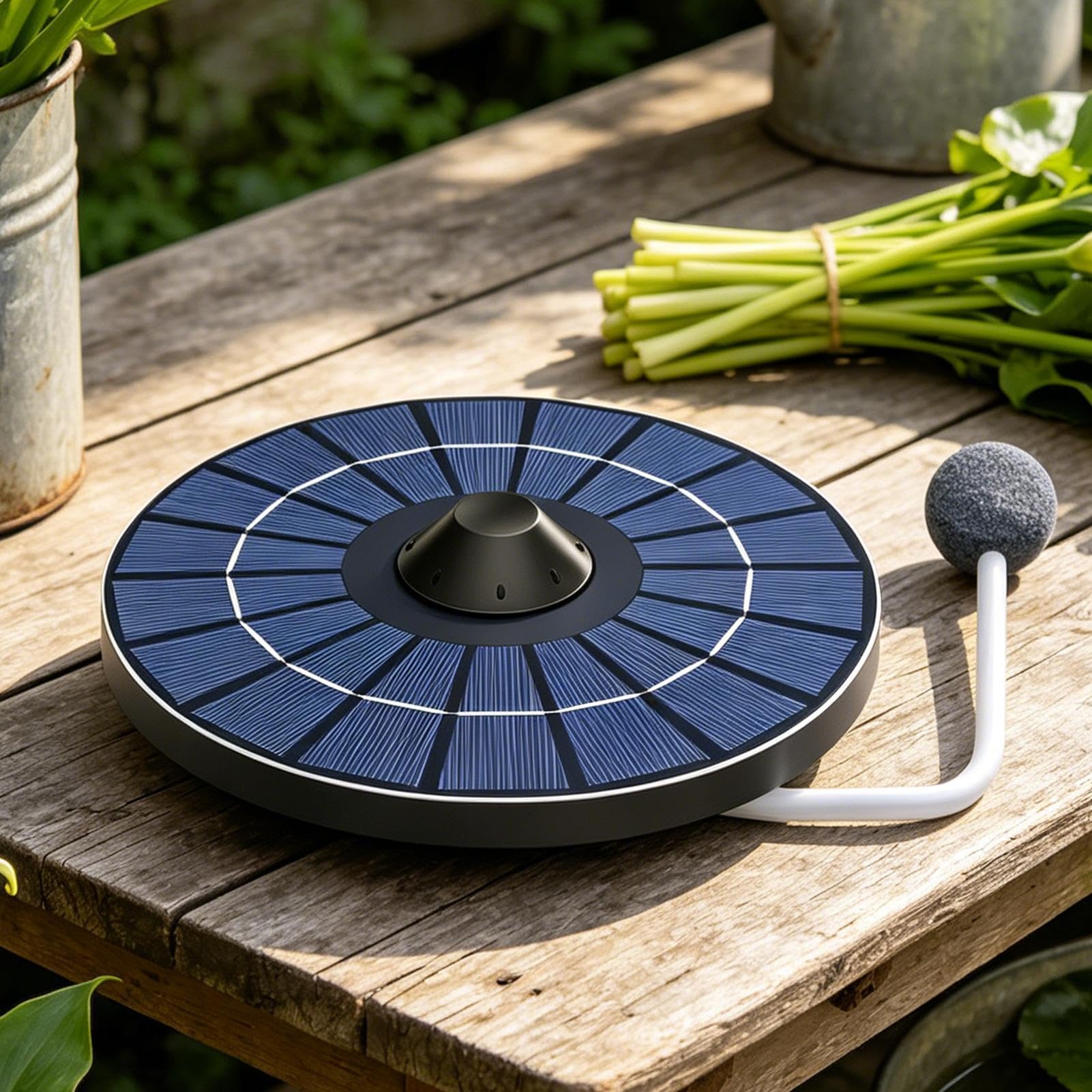 Aérateur de bassin | Pompe à air à faible bruit de 2,5 W avec pierre à bulles – Pompe à oxygène flottante à énergie solaire, pour aquariums extérieurs, jardin, jardin, bain d'oiseaux