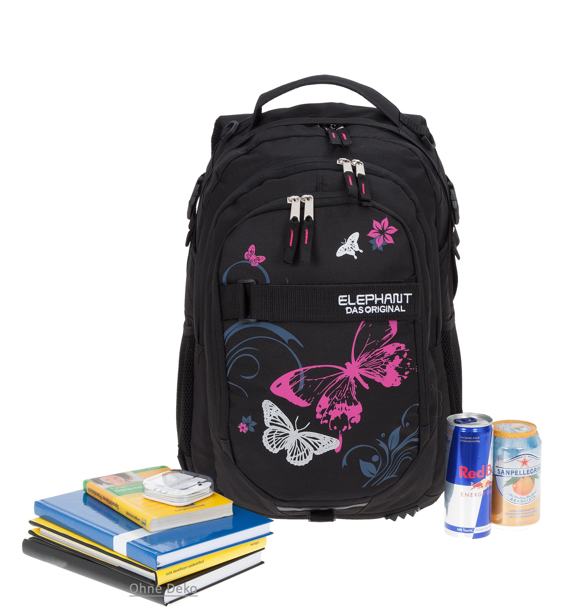 ELEPHANT Schulrucksack Hero Signature Rucksack Motiv 12679 (Butterfly Black PINK)