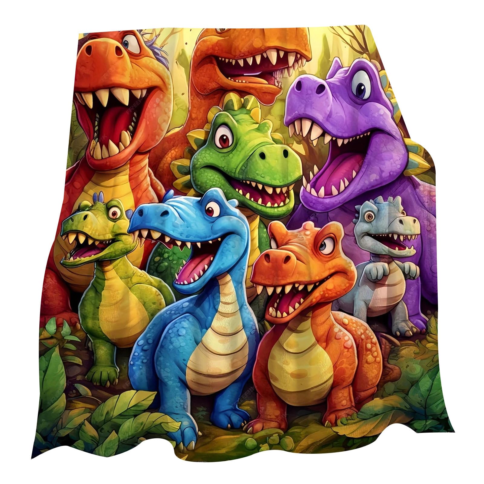 VOQGHTU Smiling Dinosaur Throw Blanket,Soft Funny Throw Blanket,Cute Blankets,Cartoon Animal Blankets,3d Dinosaur,Cute Smiling Dinosaurs Digital Print Flannel,Home Bedroom & Couch Bed Decor