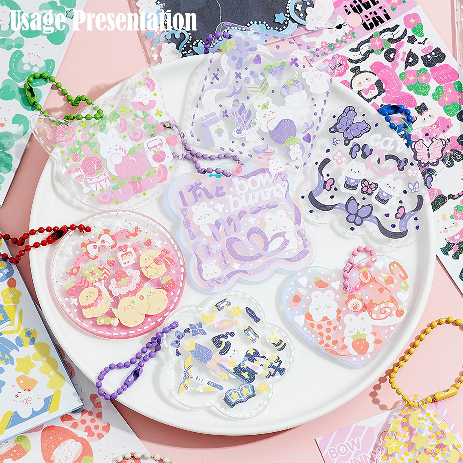 HINZIC 60 Sheets Kpop Deco Stickers - Colorful Cute Korean Stickers For Photocards, Scrapbooking, DIY