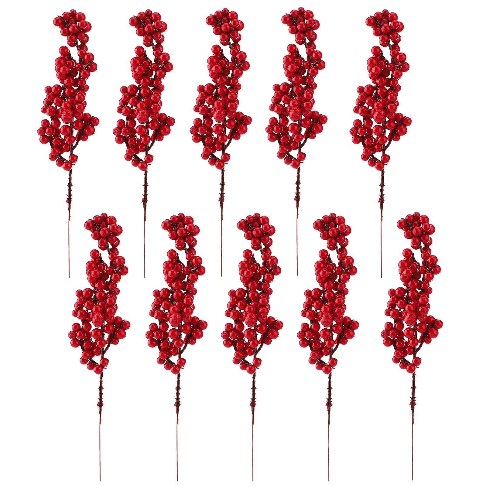 Palonu 32 Steli Di Bacche Rosse Artificiali Natalizie: Rami Di Agrifoglio Con Bacche Lucide Per Albero, Ghirlande E Decorazioni Fai Da Te - 3