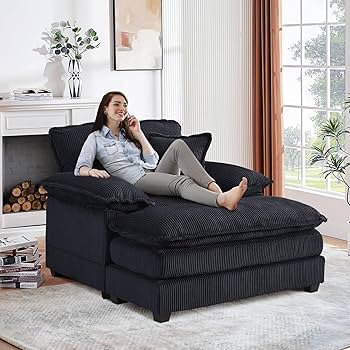 Amazon.com: Oversized Chaise Lounge Chair Indoor with Ottoman