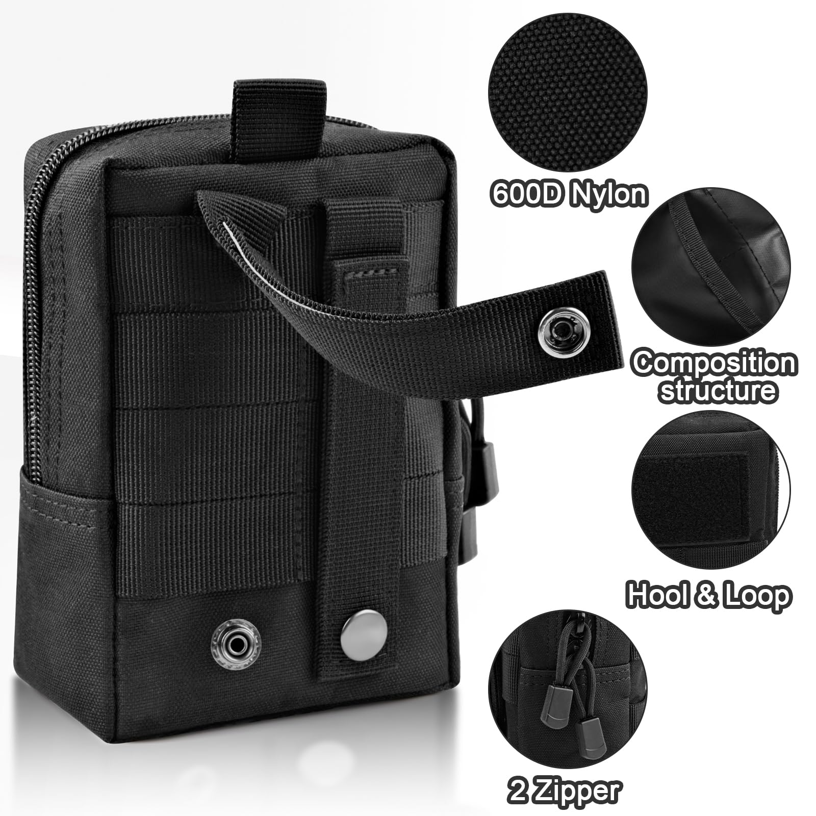 Ceinture Tactique 2 Mini Sacs + 2 Mousquetons - Randonnée Outdoor