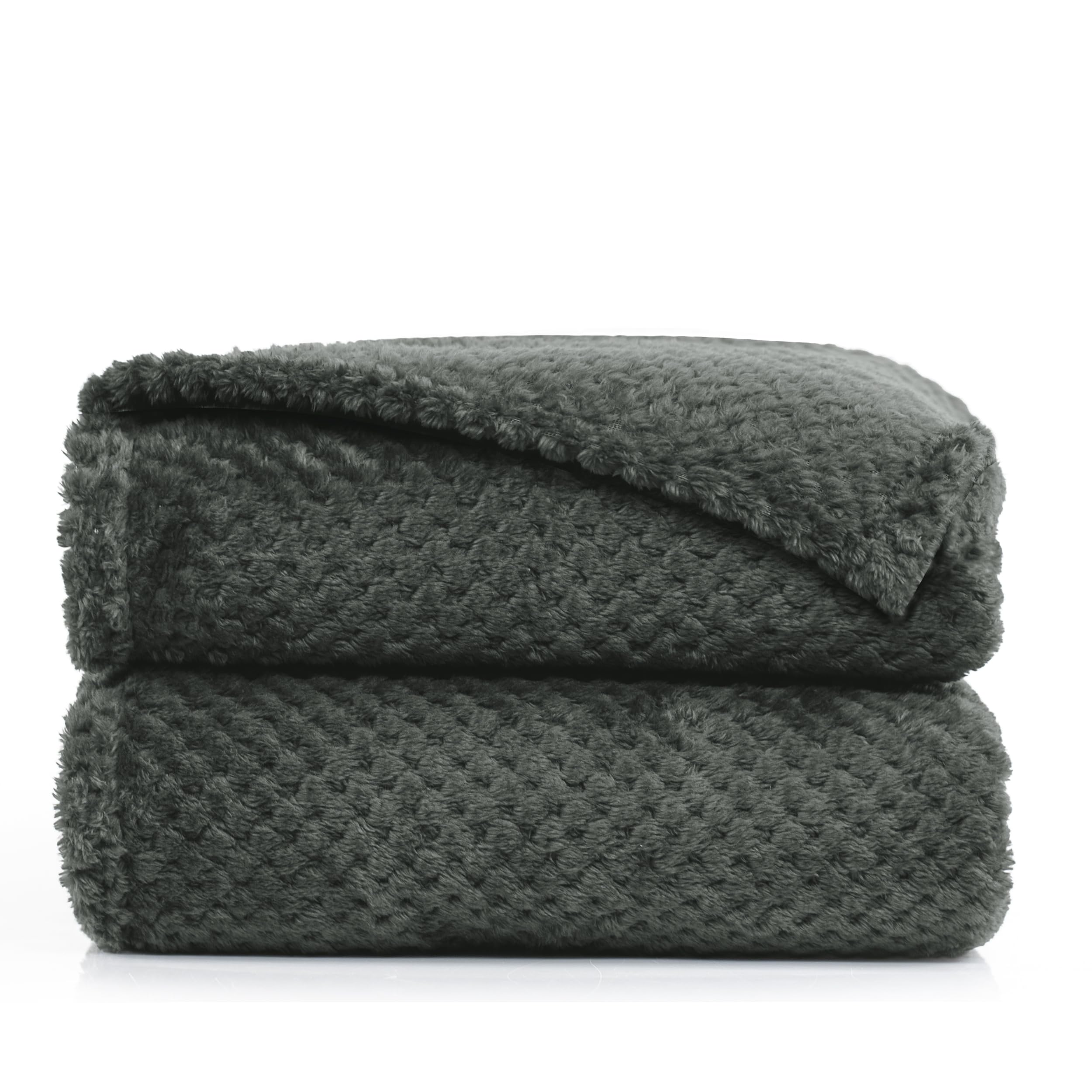 Decoking Graphitegray Henry Cuddly Blanket, 70 X 150 Cm Microfibre Blanket, Bedspread, Fleece, Soft, Cuddly Scandinavian Style, Graphite / Anthracite Grey
