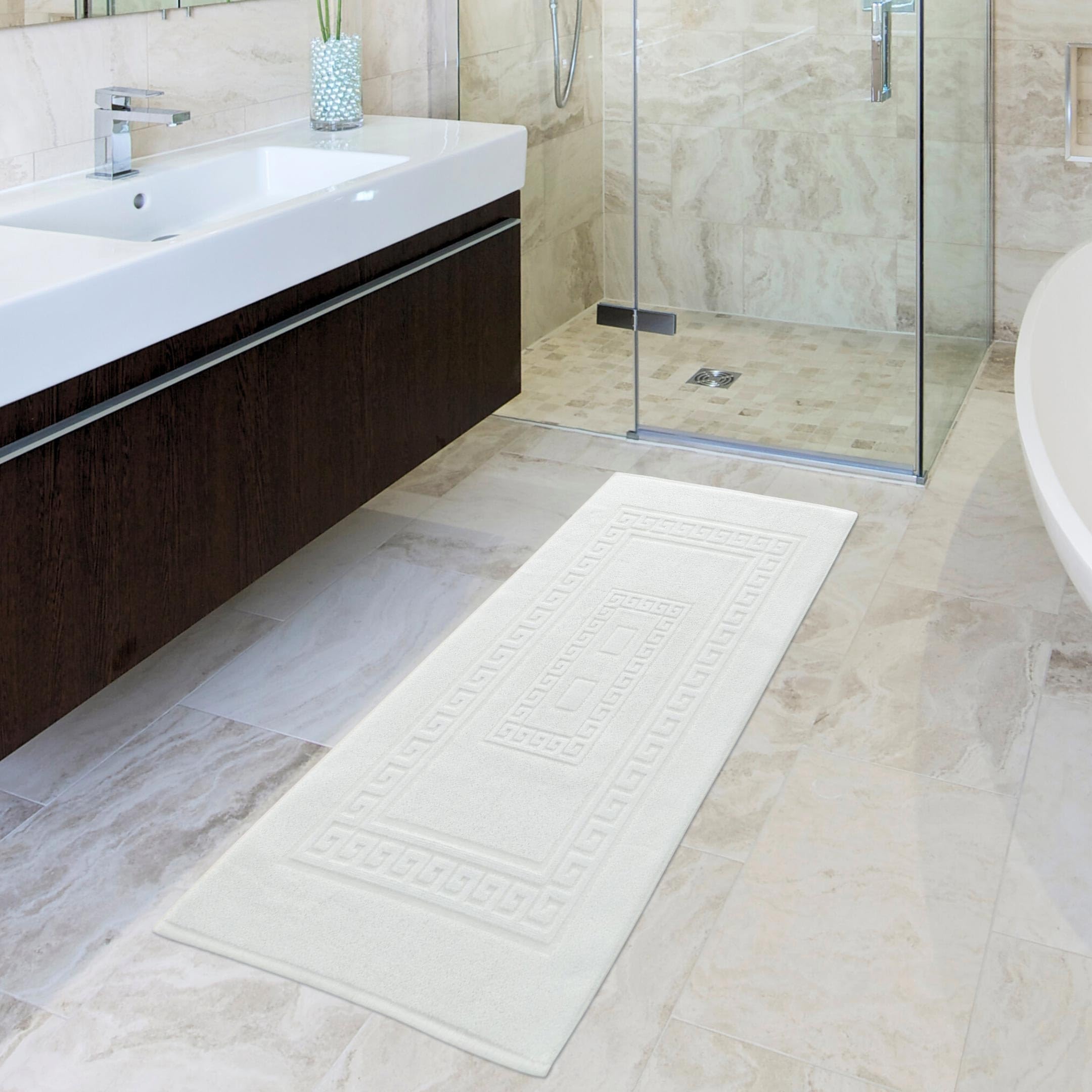 Tapis De Bain Et De Douche - Blanc