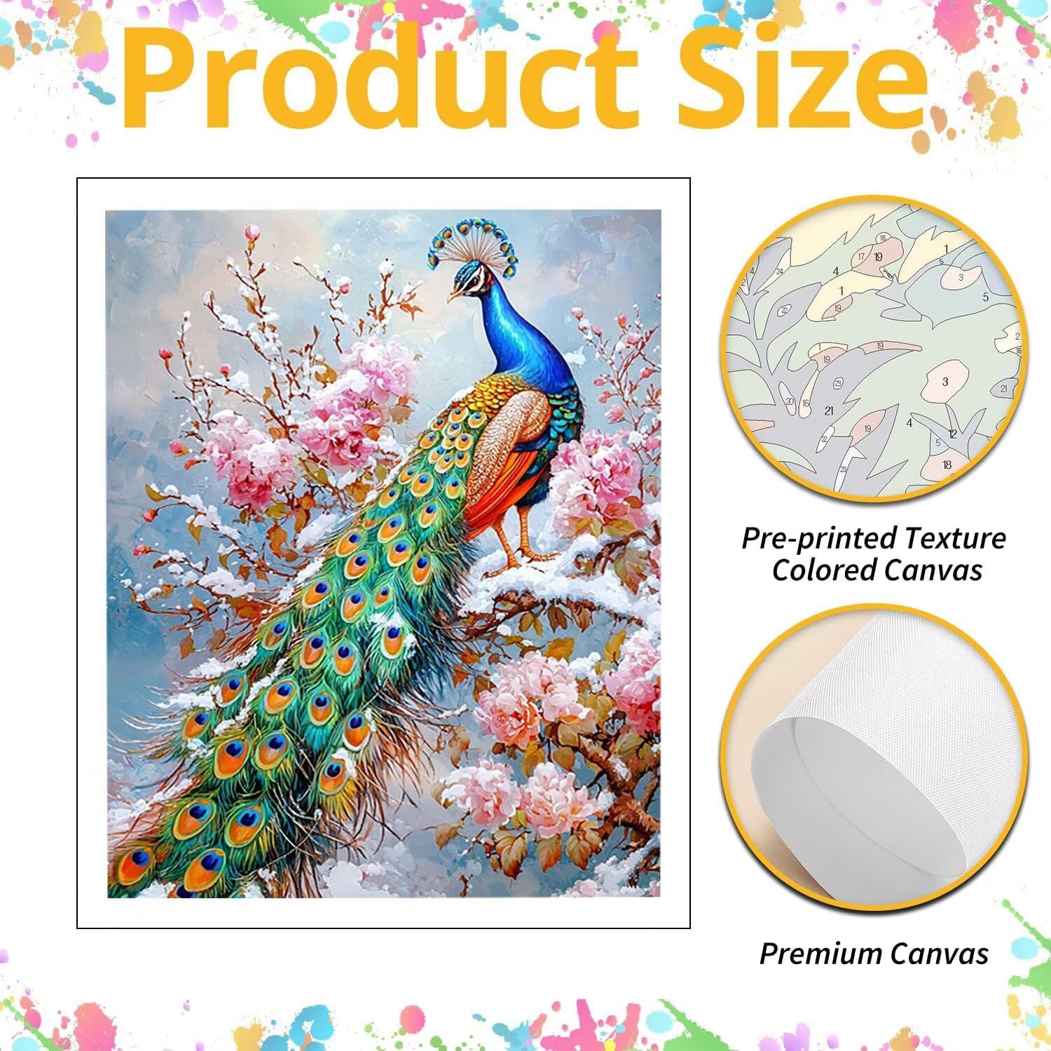 WEISHIWE Dipingere con i Numeri Adulti Pavone in inverno, 80x100cm s-152 | Pittura a Olio Kit, fai da te Quadri da Dipingere Numerat, Adulti Bambini Hobby Creativi,Pittura Adulti Decora la Casa Regalo