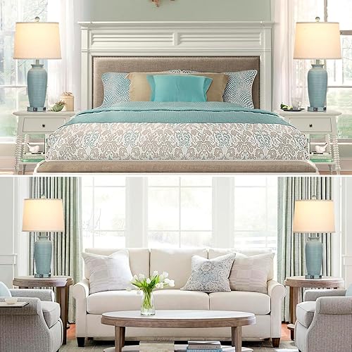 Miniatura 5 de Juego de 2 lámparas de mesa con tarro de granja de 25 pulgadas, control táctil de 3 vías, lámparas de noche rústicas con puertos USB A+C y salida