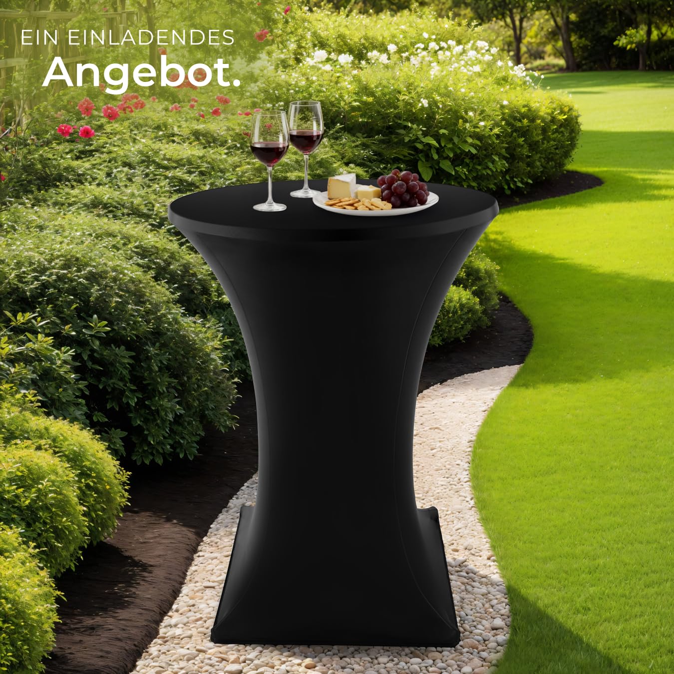 tectake® Gastro Stehtisch klappbar, Bistrotisch mit Husse, Tisch Ø80cm, Stehtisch mit MDF-Tischplatte, Gartentisch klappbar, Klapptisch, rund, Stahlgestell, stabil und robust - schwarz, 1 Stehtisch