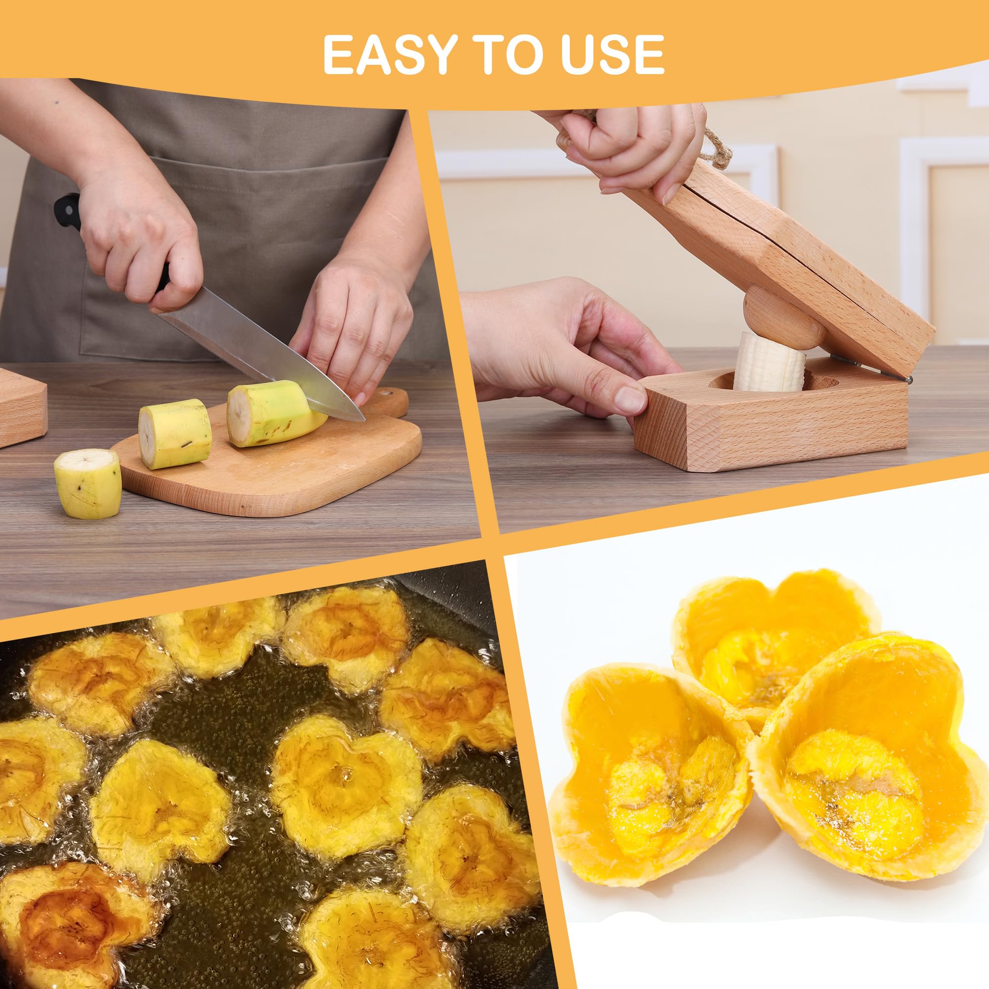 Gartely Tostonera Plantain Press Heart Shaped 2 in 1 Wooden Green Banana Smasher Maker Mold Kitchenware for Stuffed Tostones Cups Wood Latin Cooking Utensil For Making Stuffed Plantain