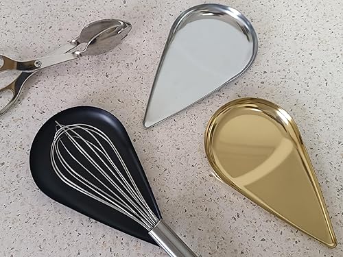 Miniatura 4 de Soporte para cuchara para la parte superior de la estufa, soporte para cuchara de acero inoxidable con gota de agua para encimera de cocina, soporte