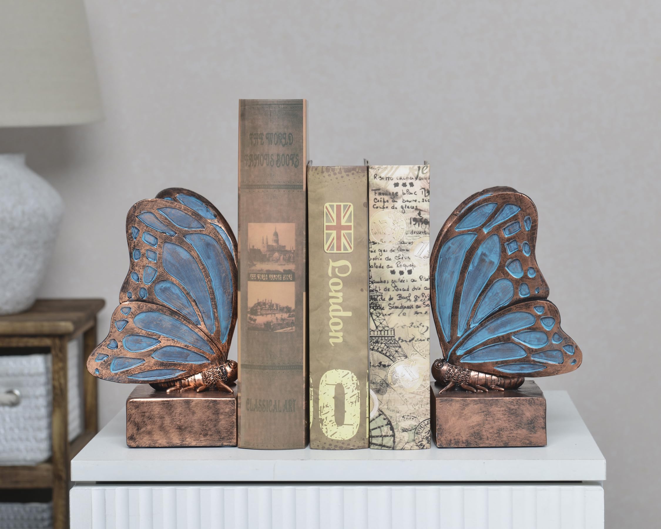 Amazon.com: Kakizzy Vintage Blue Butterfly Bookends,Resin Book