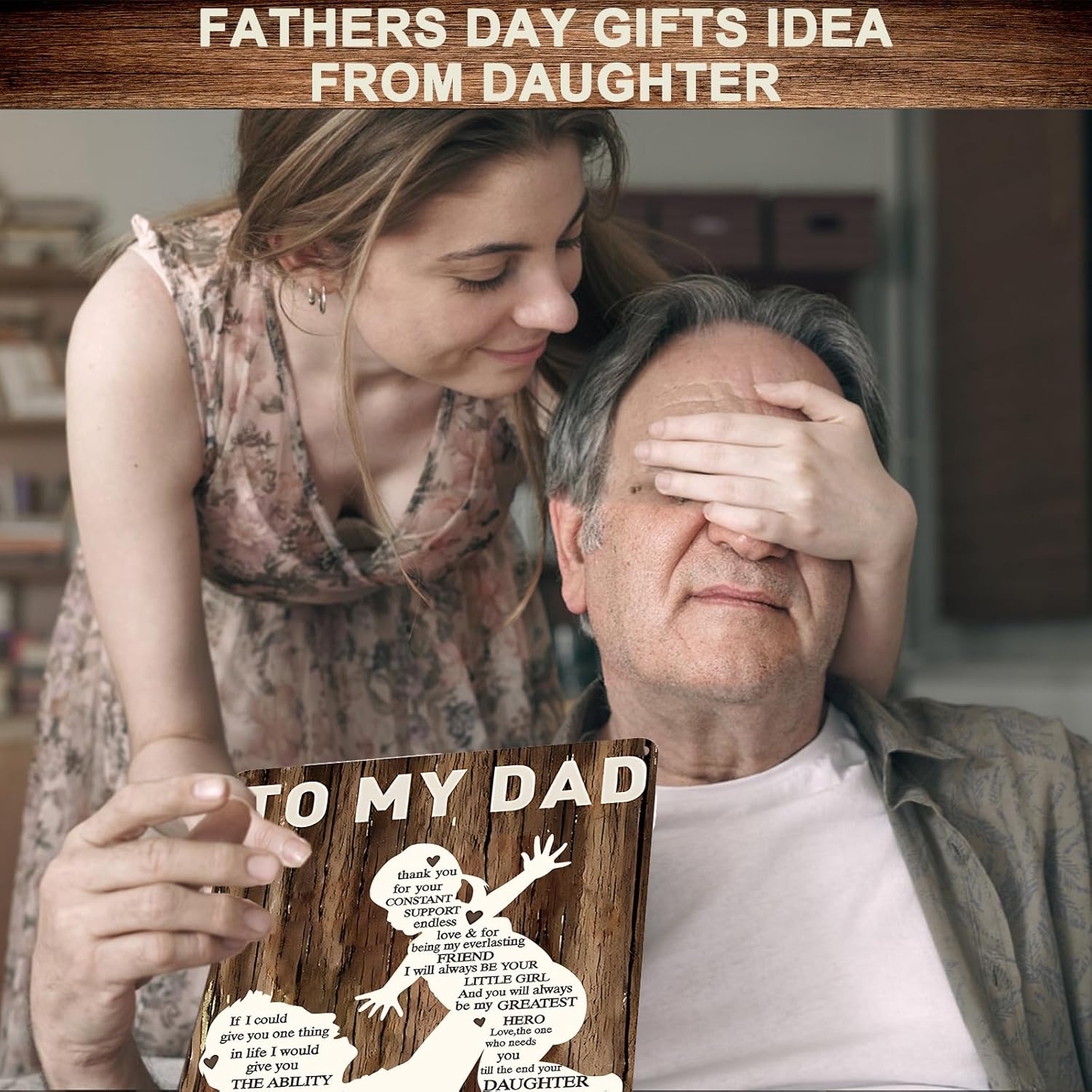 Condition photo showing Brand New for from daughter to dad gift - meaningful father daughter keepsake metal sign with emotional message, sentimental just because gift for father, appreciation thank you dad message, wall hanging display style 2