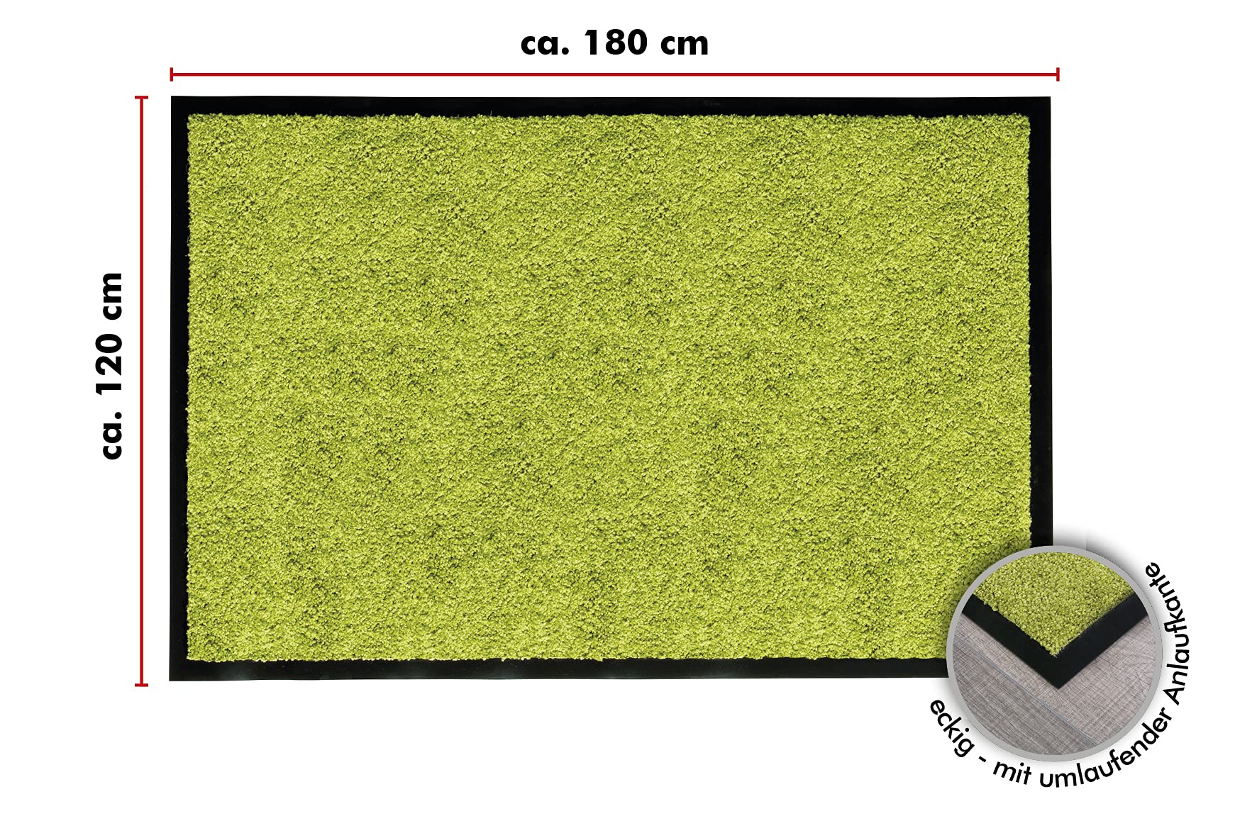 andiamo Zerbino Verdi Tappetino per porta per Interni ed Esterni con Retro Antiscivolo 120 x 180 cm verde