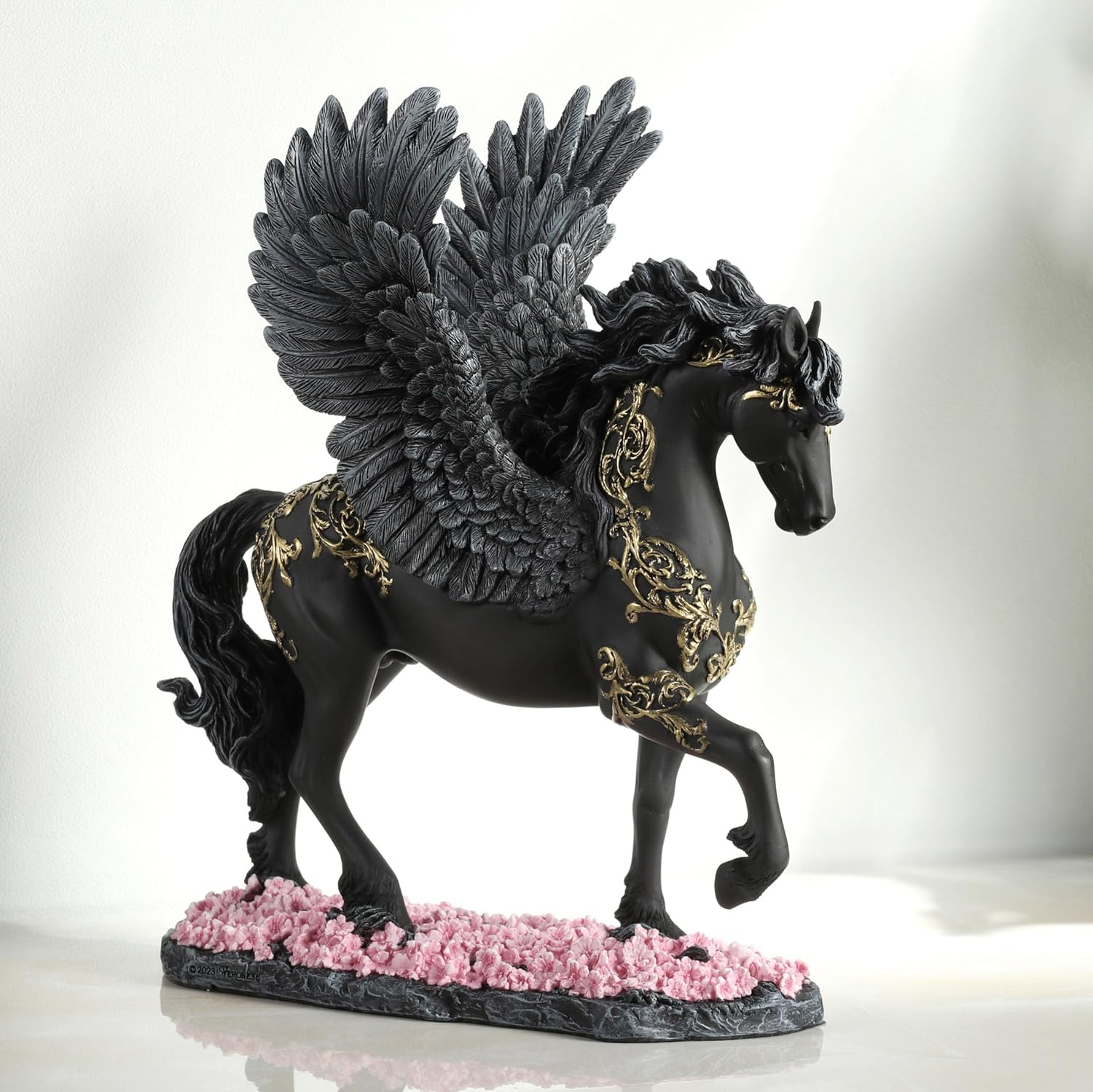 Veronese Design 10 5/8 Inch Winged Divine Black Pegasus Greek Mythology Creature Figurine Hand Painted Resin Horse Sculpture Home Decor