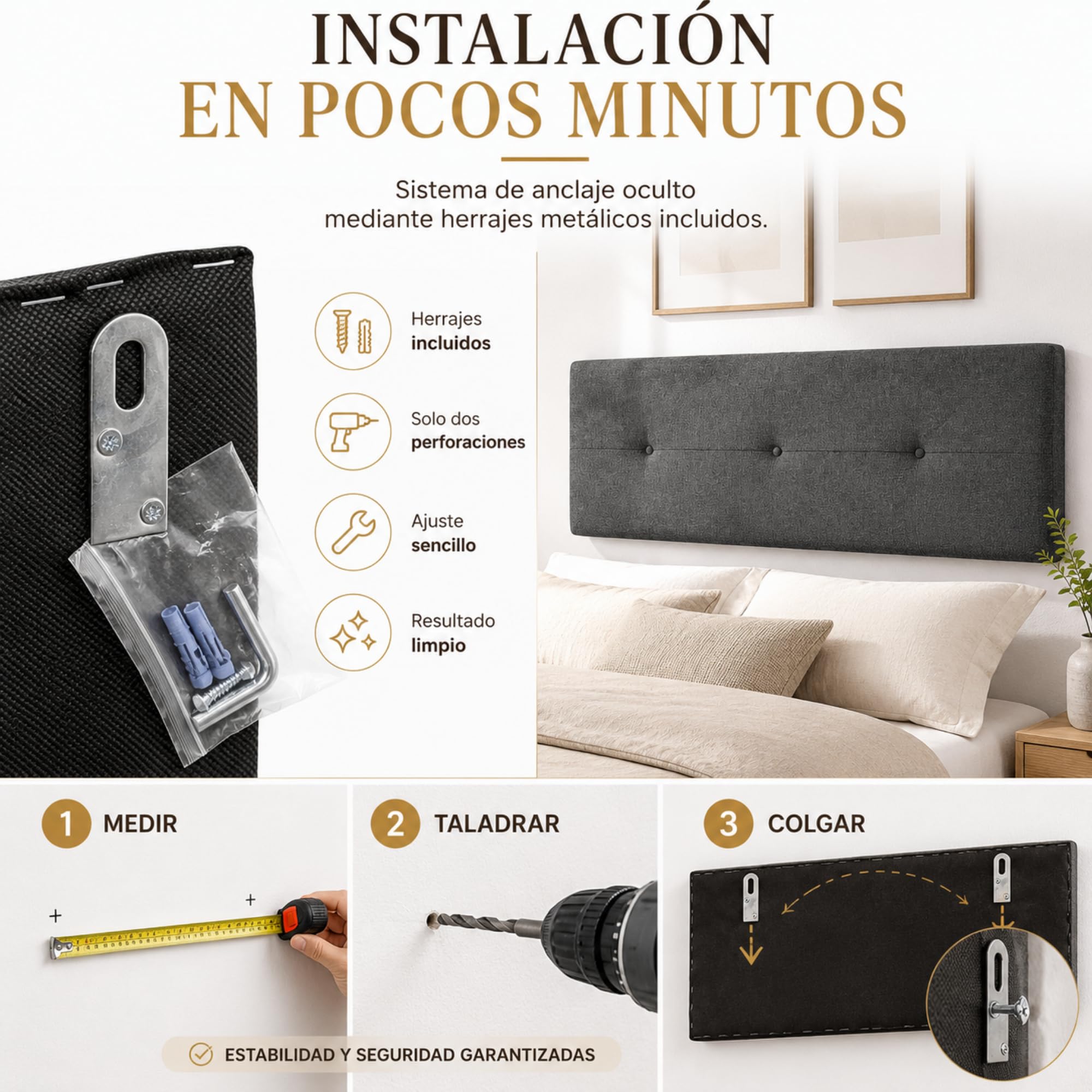 FISIO Dreams Cabecero Tapizado Tela Nido Caribe 4 para Cama 90, 105, 135, 150, 160, 180 y 200 cm | Cabezal Moderno Acolchado | Tela Acualine Repelente al Agua