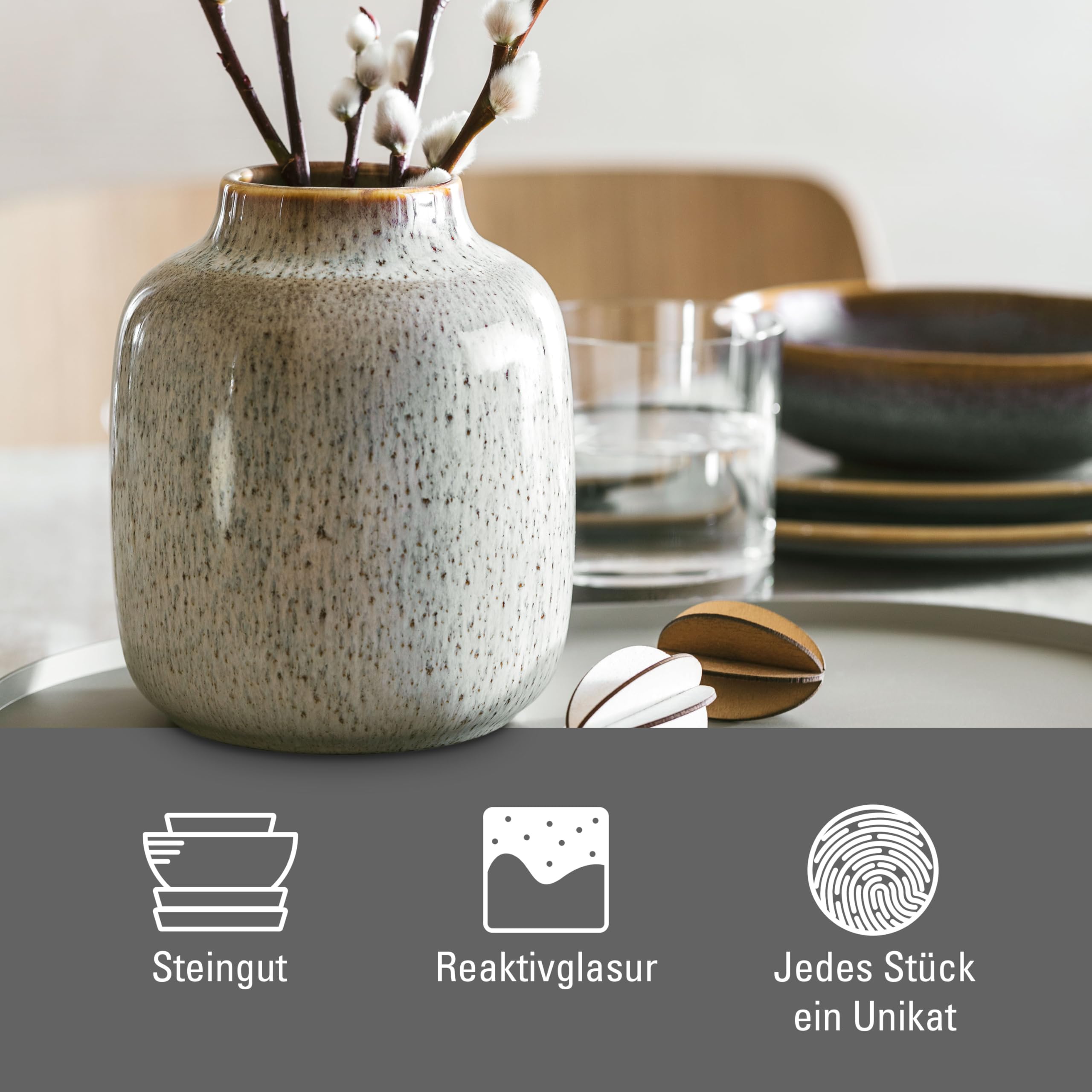 like. by Villeroy & Boch Lave Home vaso Shoulder, 12,5x12,5x15,5cm, beige