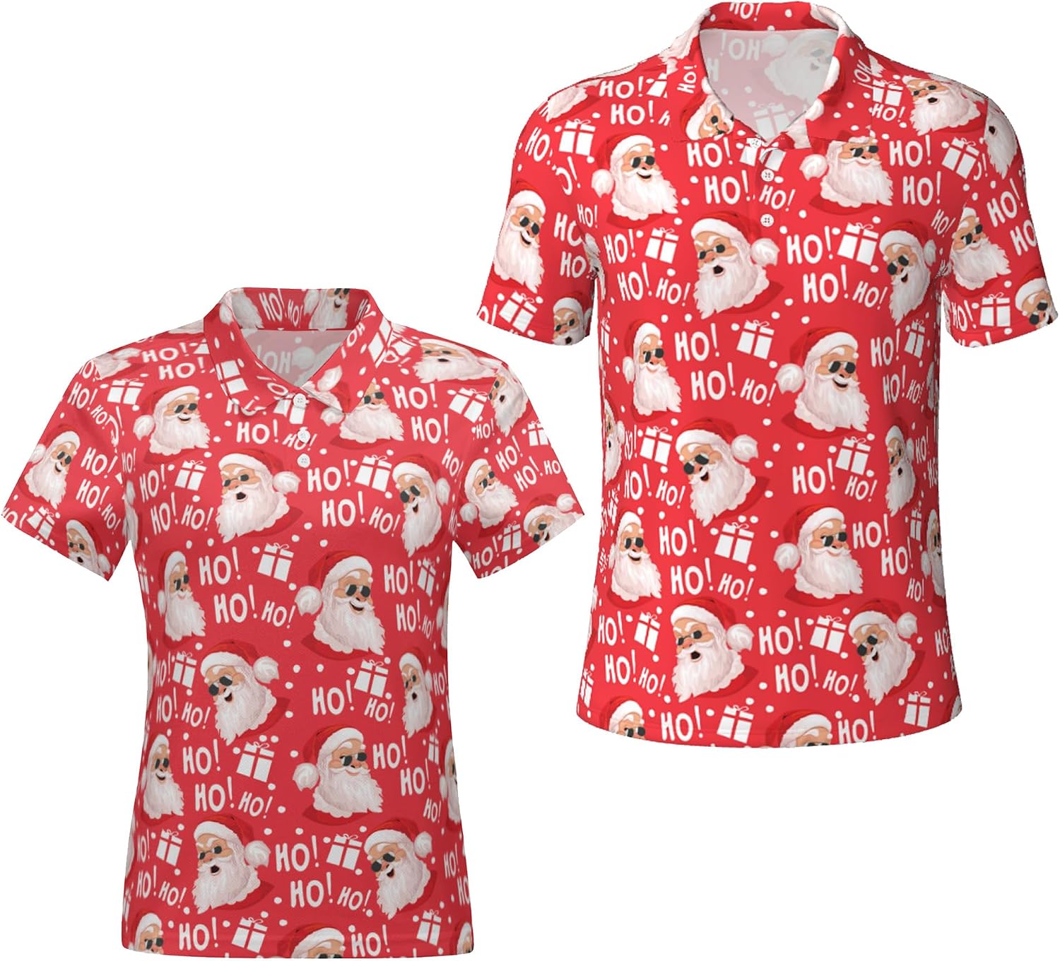 Funny Christmas Couple Golf Shirts,Matching Hawaiian Golf Shirt for Couple,Moisture Wicking Couple Polo Shirt for Men Women