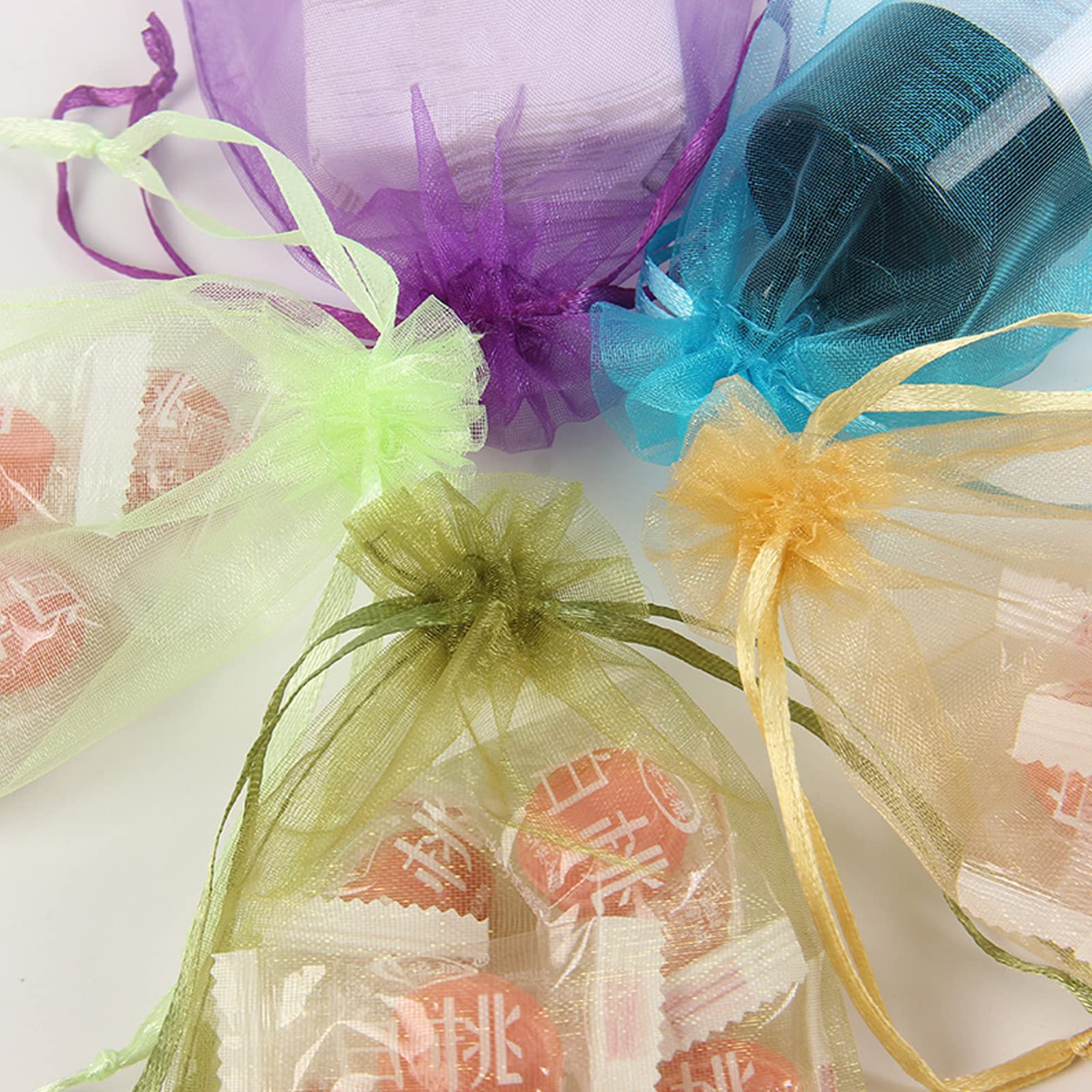 60 Pack Organza Drawstring Gift Bags 10x15cm - Sheer Jewelry Candy Pouches For Wedding Party