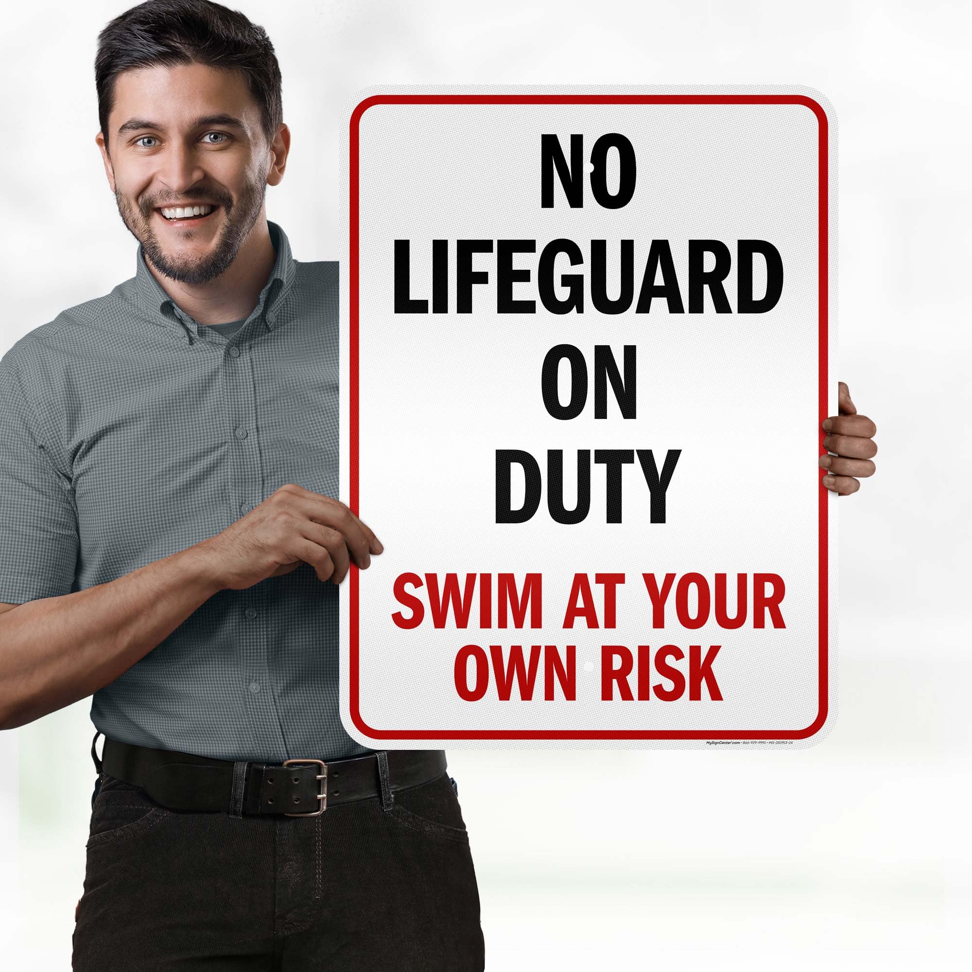 Notice No Lifeguard On Duty Swim At Your Own Risk Sign, 18x24 Inches, 3M EGP Reflective .080 Aluminum, Fade Resistant, Made in USA by My Sign Center