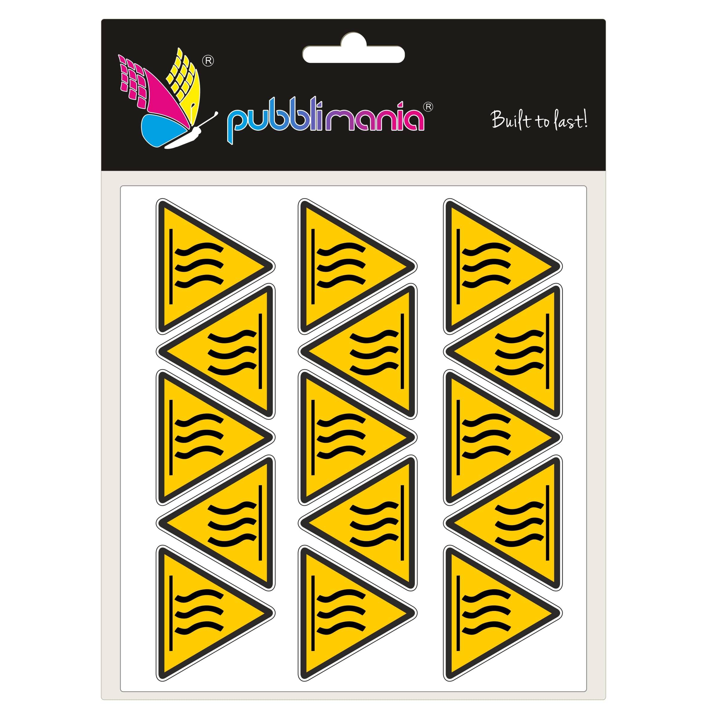 Pubblimania Adesivi Superfici calde temperature elevate pericolo cm 5x5,7 (15 Superficie Calda)