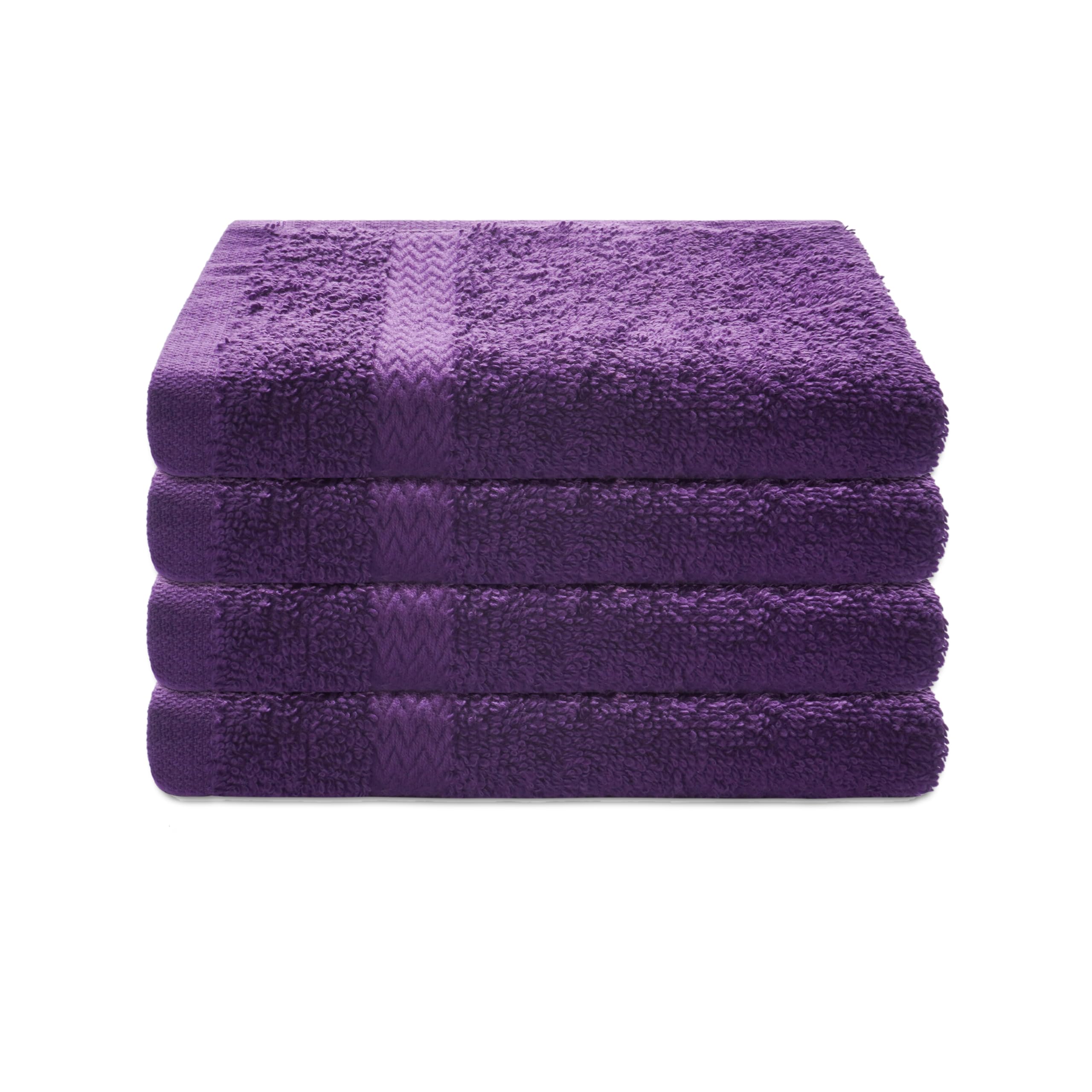Premium perfect size/ thick Washcloth Set | Absorbent, Ring Spun, Washcloths, Hand towels for Bathroom, 100% Cotton, Face Towels, fingertip towels, Soft, For Daily Use (Pack of 4) (Purple, 13x13)