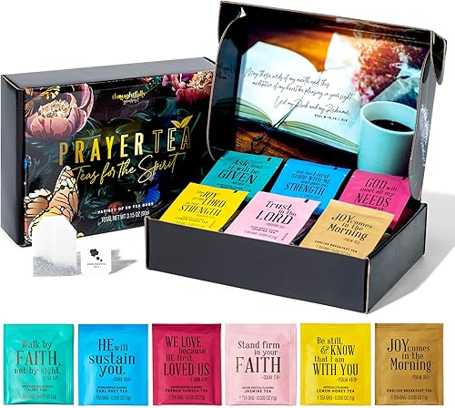 Miniatura 1 de Thoughtfully Gourmet, juego de regalo de oración cristiana de afirmaciones de té, incluye 6 sabores de té con versículos bíblicos de Salmos para