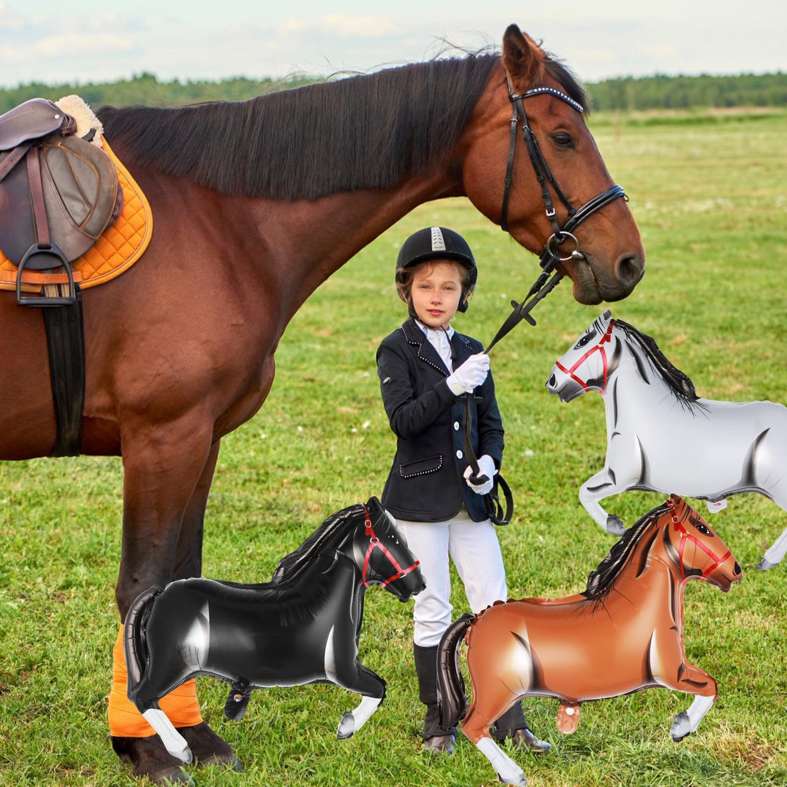 8 Pferde Folienballons Set - 58x80cm Partydeko Für Pferde Mottoparty In 4 Farben