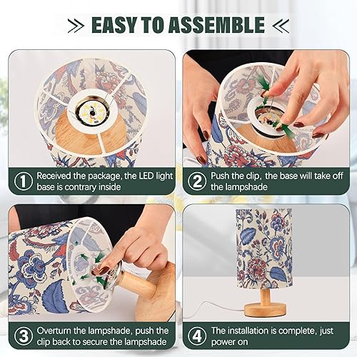 Miniatura 4 de Nightstand Lamps Bed Side Lamps Minimalist Paisley Flower Elements Night Light for Nursery Side Table